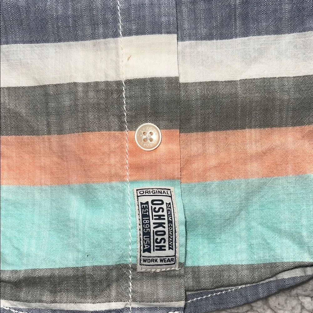 OshKosh B'gosh Kids Striped Button-Down Shirt - Blue, Green, Orange